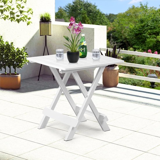 Pro Garden Klapptisch / Camping-Tisch aus Kunststoff 45 x 43 x 50 cm Weiß