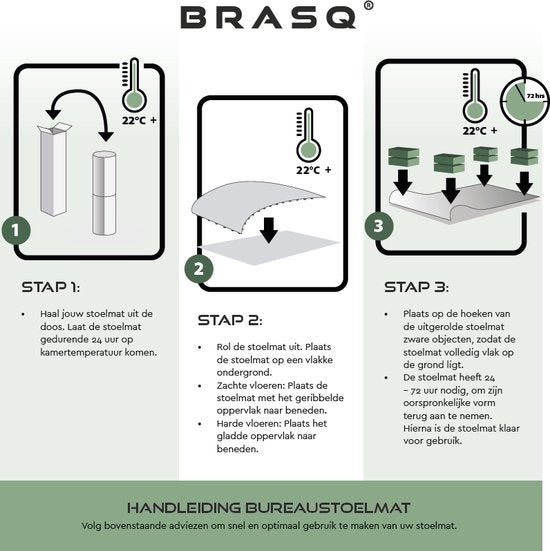 BRASQ Bürostuhlmatte CM200 - Transparent - 120x150 cm - Hochwertiges PVC - Bodenschutzmittel für harte Böden