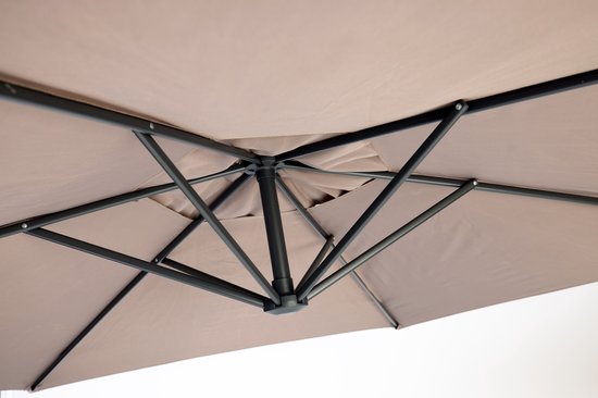 Nexxt Banana Sonnenschirm – Schwebeschirm mit Schutzhülle und Stahl-Kreuzfuß - 3 Meter – Taupe