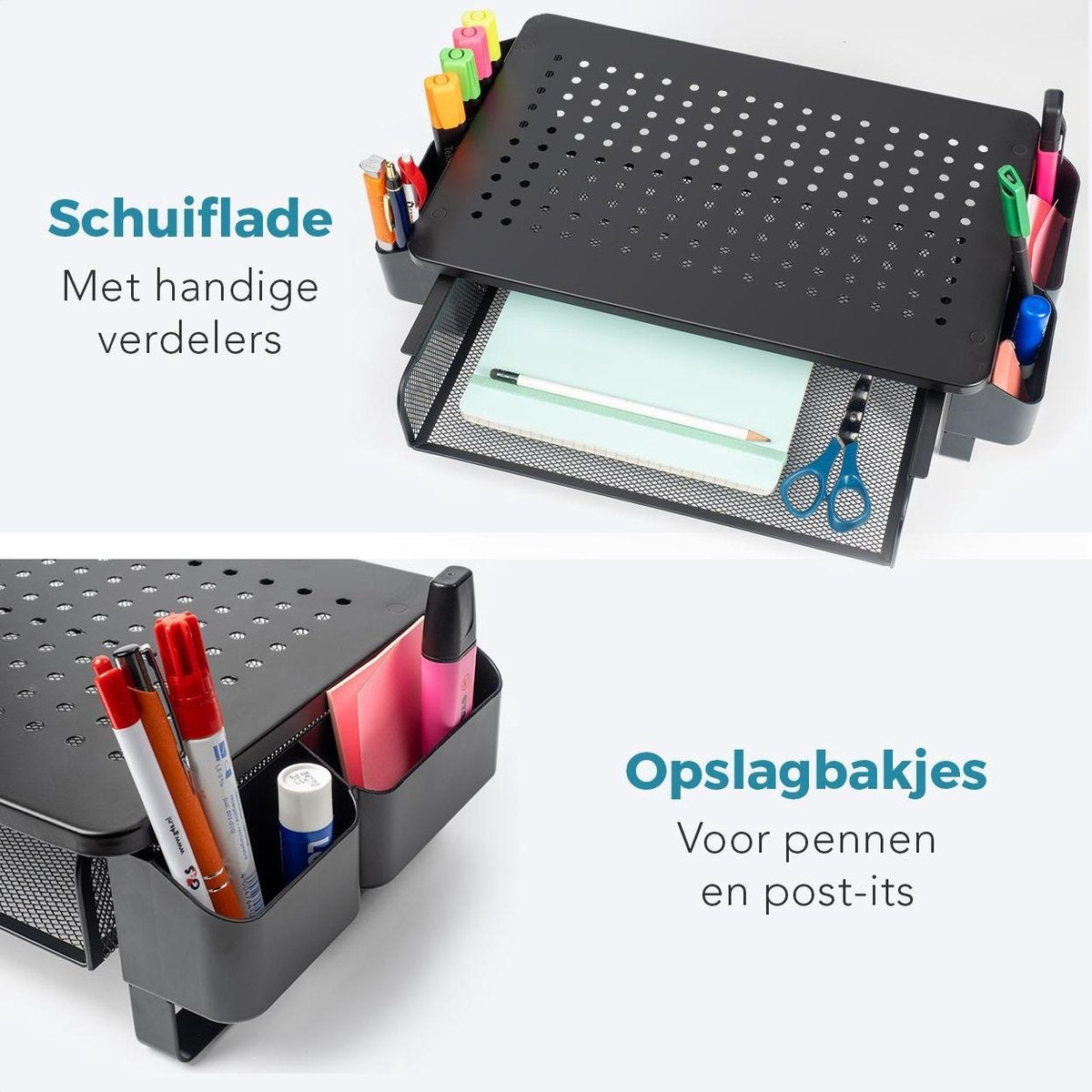 LifeGoods Monitorständer - Verstellbar - 37 x 23,5 x 10 cm - Metall - Schwarz