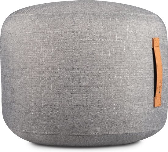 Coninx Fußhocker Rund - Fußhocker - Wolle - Ledergriff - 50 x 44CM - Grau