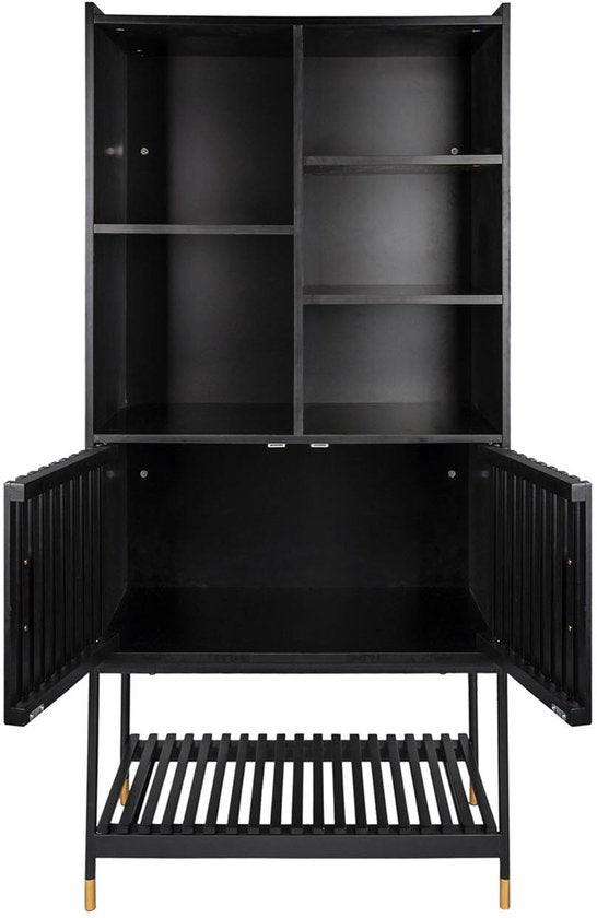 Leitmotiv Schrank Marve – Schwarz – 40 x 75 x 150 cm – Modern, skandinavisch