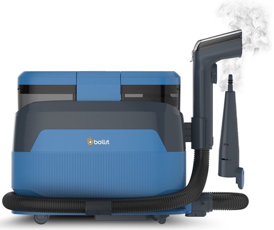 BOLLIT 5-in-1-Teppichreiniger PRO 1650 W – Dampfreiniger und Fleckenentferner – 100°-Dampf – Sofareiniger – Möbelreiniger – Handdampfreiniger – Matratzenreiniger – Sesselreiniger – Reiniger für Auto, Sofa, Boden und Teppich