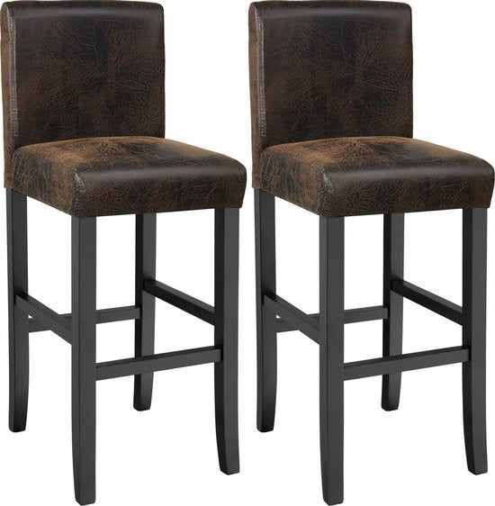 tectake - 2 Barhocker aus Lederimitat altbraun - 403584