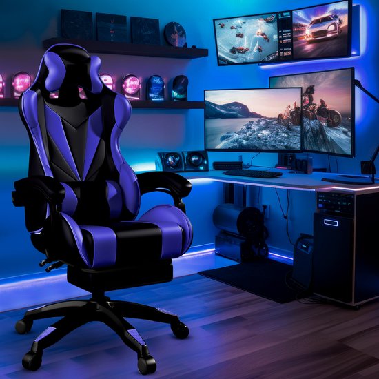 Bayt Gaming Stuhl - Gaming Stuhl - Komfort Gamer Stuhl - Schwarz und Dunkelblau
