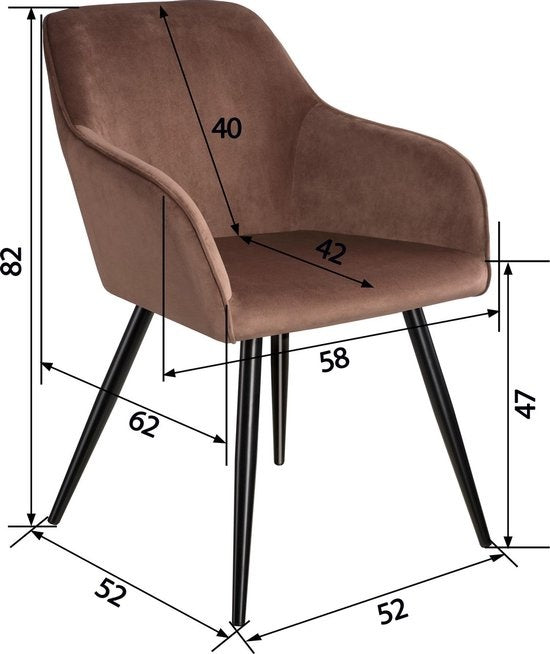tectake - Stuhl - Esszimmerstuhl - Marilyn Samtoptik schwarz/braun - 403661