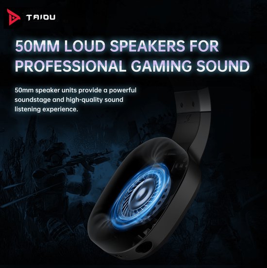 TAIDU THS320Pro - 2.4GHz Wireless Gaming Headset - Bluetooth Headset - mit Mikrofon - Geeignet für PS4/PS5, Nintendo Switch - Multiplattform - Schwarz