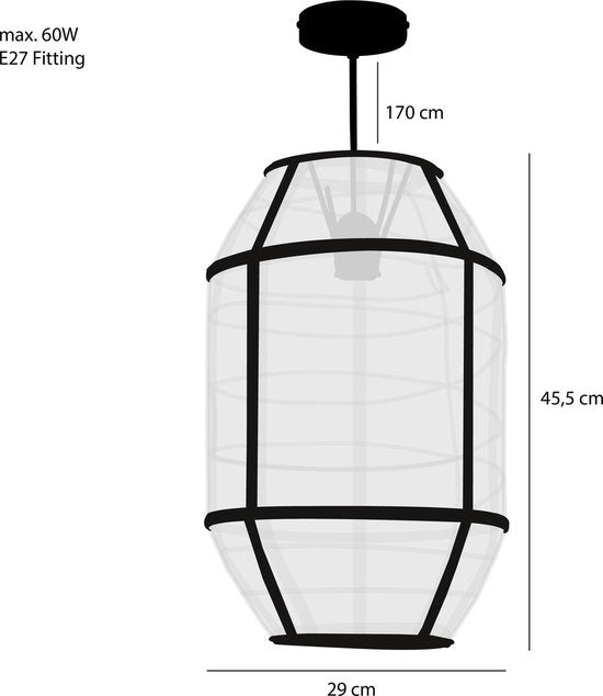Mica Decorations Pella Pendelleuchte - H46 x Ø29 cm - Leinen - Beige