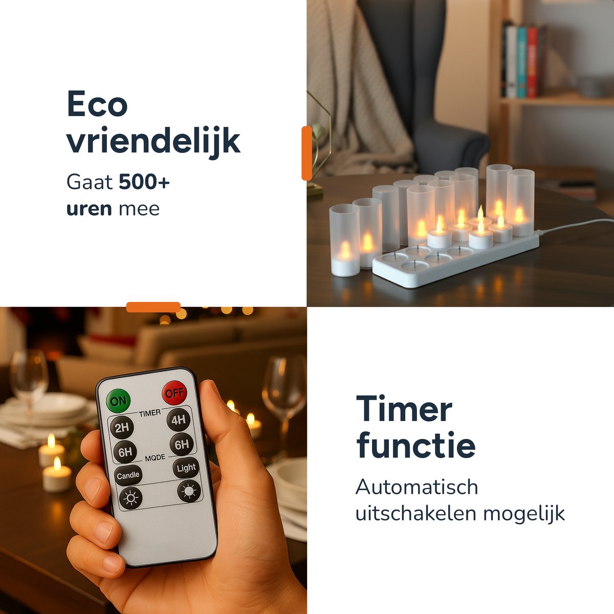 Luft - Realistische LED-Stumpfkerzen - 12 Stück - Inklusive Fernbedienung - Timerfunktion - Dimmbar - Echtes Wachs - Beige