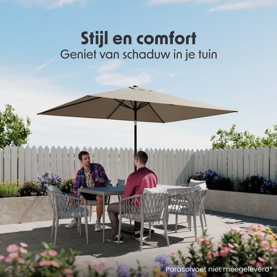 LifeGoods Sonnenschirm - Garten - 200x300cm - 30° neigbar - Wasserdicht - UPF50+ - Taupe