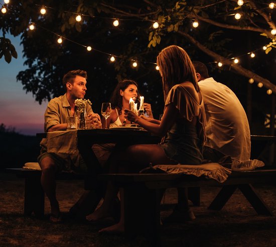 Happy Goods Solar Garden Lights - 20 LED Lichterkette für den Außenbereich - 3 m beleuchtet + 2 m Kabel - Außenbeleuchtung Lichterkette - Lichterketten