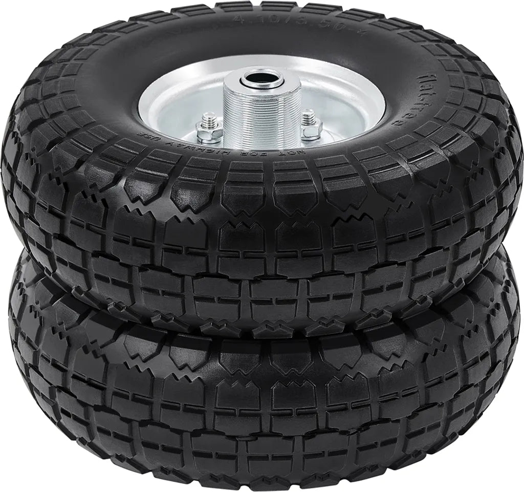 Yaheetech Massive PU-Räder, 2er-Set – Ø 255 x 80 mm – Pannensichere Transportwagenräder mit 16-mm-Achse