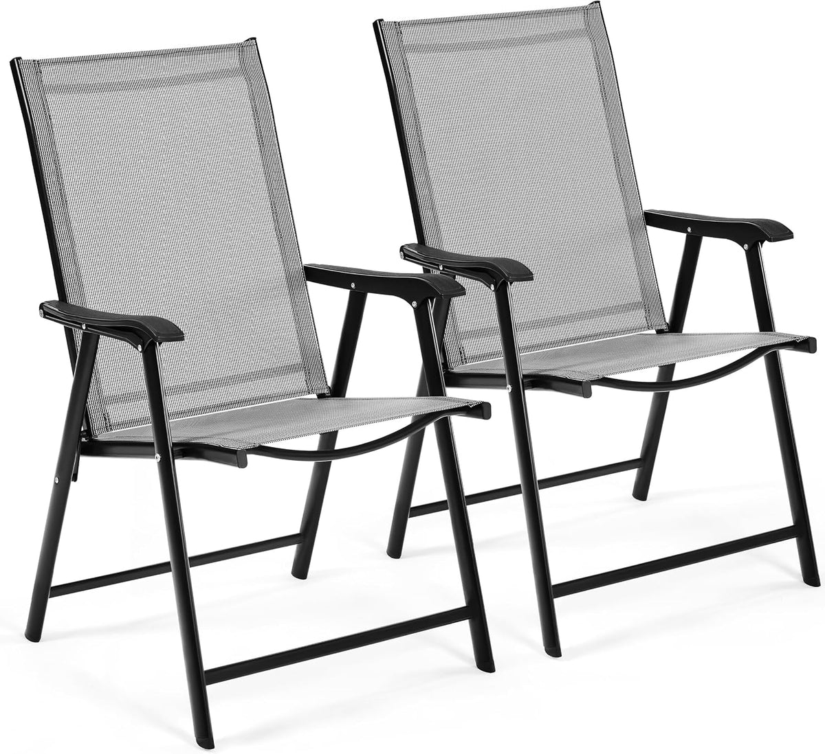 Yaheetech Gartenstuhl-Set, 2er-Set – Klappstühle mit Rückenlehne und Armlehnen – Braun – 54 x 57 x 93,5 cm – Belastbar bis 150 kg
