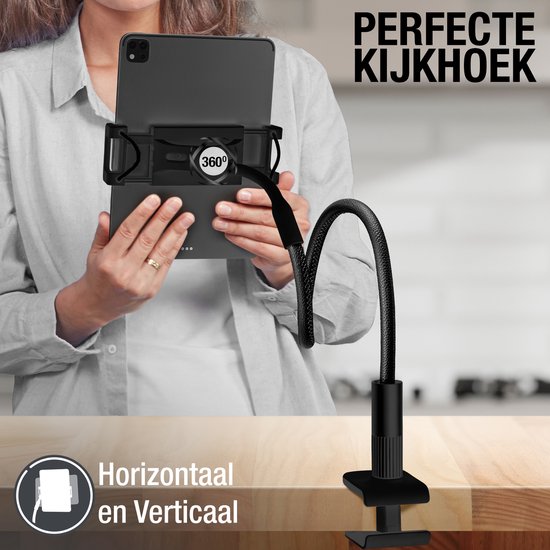 Studio ME Tablet-Halterung Flexibel Schwarz - 4.7 bis 12.9 Zoll - Ipad-Halterung Stativständer - 100 CM - Tablet-Ständer - Geeignet für Kameras - 360º drehbar - Tablet-Halterung