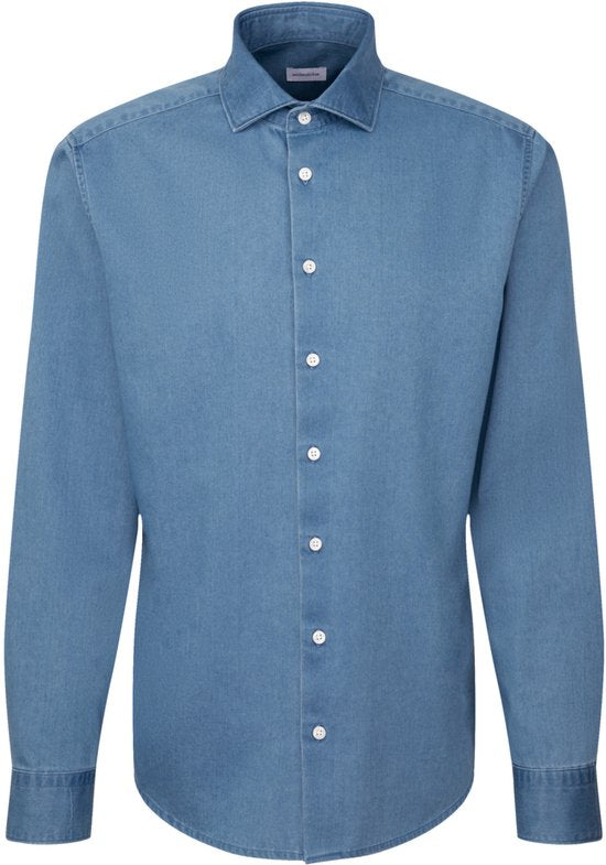 Seidensticker regular fit Hemd - Twill - blau - bügelfrei - Cord Größe: 46
