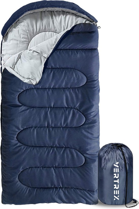 Vertrex Tri-Season Adventure Mumienschlafsack - Schlafsäcke Erwachsene - Camping - Blau