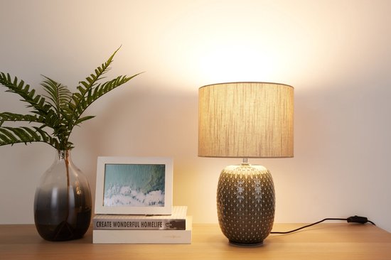 Pauleen LED-Tischlampe „Pretty Classy“ – E27 – max. 60 W – Wohnzimmer, Schlafzimmer und Esszimmer – Grau/Beige