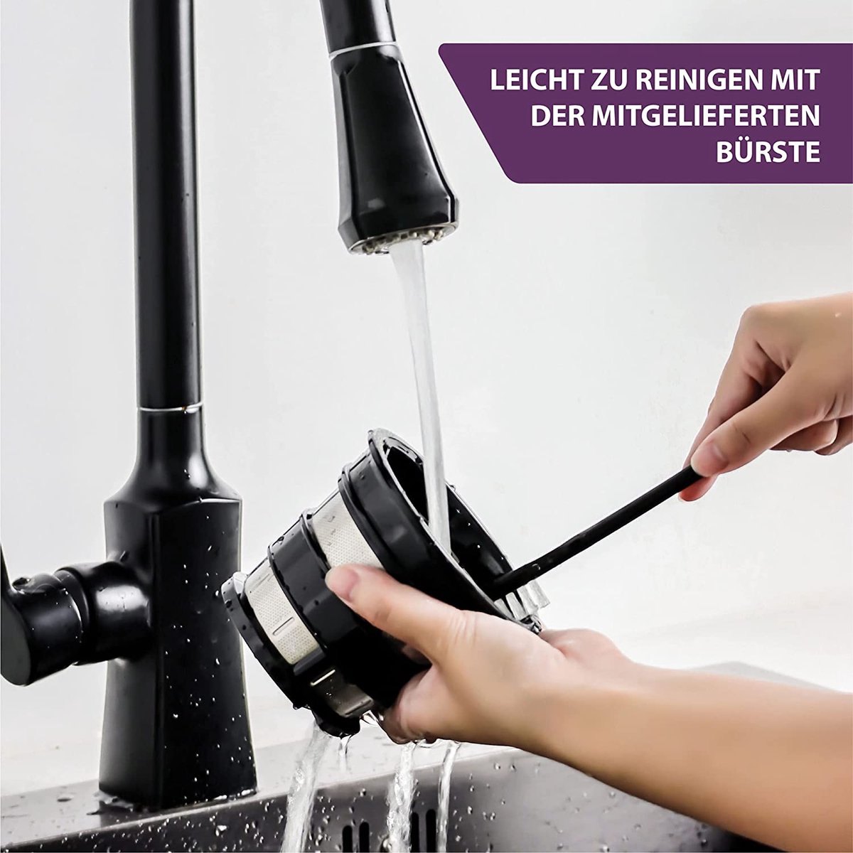 LEBENLANG Slow Juicer 45x35x25 cm - Grau - BPA-freie Kaltpresse für Obst & Gemüse, Keramik-Entsafter, elektrischer Entsafter für Sellerie, Karotten & Smoothies