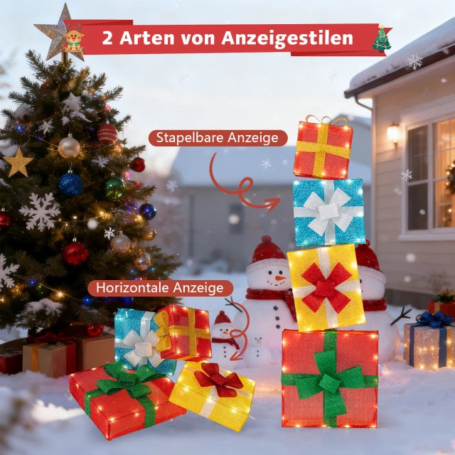 Coast Weihnachtsgeschenkboxen Set - Beleuchtet - 48LED - Gestapelt - Garten - Weihnachten - Mehrfarbig