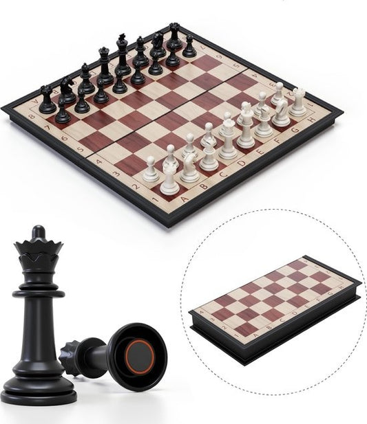 Woodley - Magnetisches Schachbrett mit Schachfiguren - Holz - Faltbar