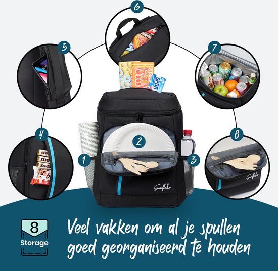 Kühltasche Rucksack 20 Liter - Kompakter isolierter Kühlrucksack - Rucksack Leichter Kühlrucksack - Schwarz - Sunflake