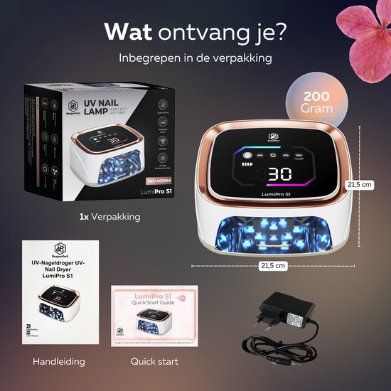 Beeperfect® UV-Lampe Gel-Nägel - Nagellampe - Nagellampe UV Led - Nageltrockner - Kabellos - Reflektierende Innenseite - Rose Gold