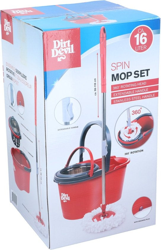 Dirt Devil Wischsystem mit Wringer - 16 L - 17âŒ€ x 98 - 118 CM - Rot