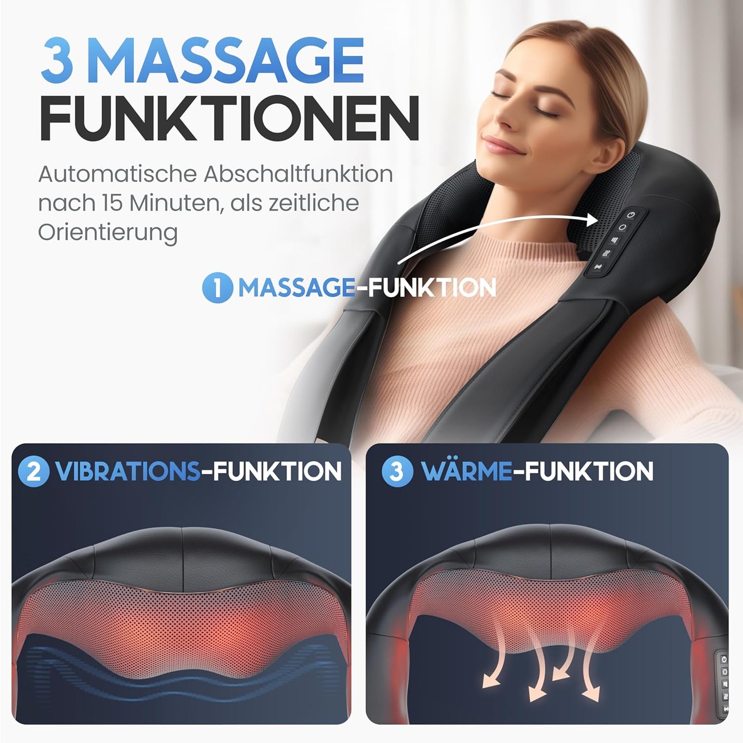 Heroism Massagegerät - mit Wärme - Schultern, Nacken, Rücken, Beine