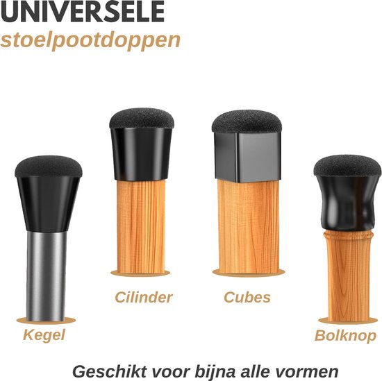 Vaive Stuhlbeinschoner Rund mit Filz - 24 Stück - Stuhlbeinkappen Ø24-30 mm - Bodenschutz für Stühle - Schwarz