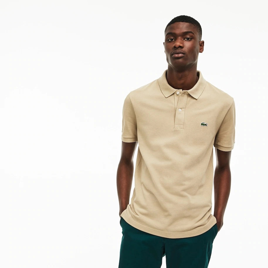 Lacoste Slim Fit Polo Shirt - Kurzarm - 100% Baumwolle - Beige - Größe XS