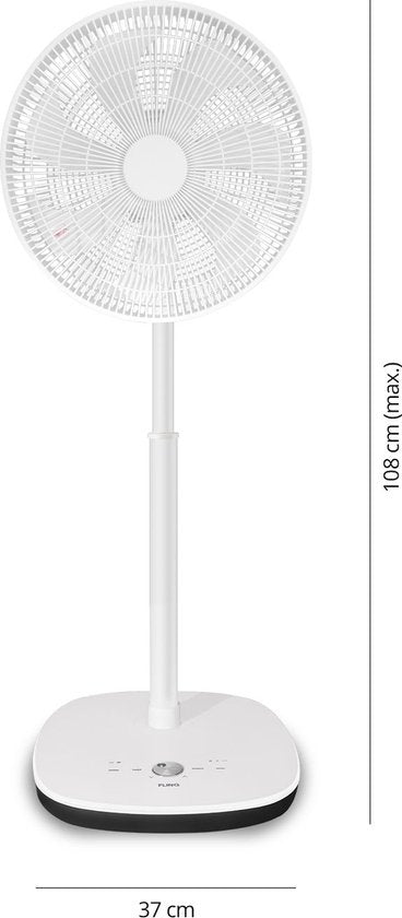 FlinQ Smart Fan - Stativ-Ventilator - Standventilator - Leiser Ventilator mit 90° Drehung - Steuerung per App oder Fernbedienung - Weiß