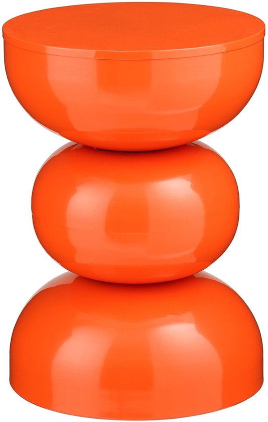 Mica Decorations Luna Tisch – Beistelltisch mit offenem, rundem Design aus robustem Eisen – Minimalistischer Couchtisch für den Innenbereich – Nachttisch für kleine Räume – H 46 x Ø 32 cm – Orange