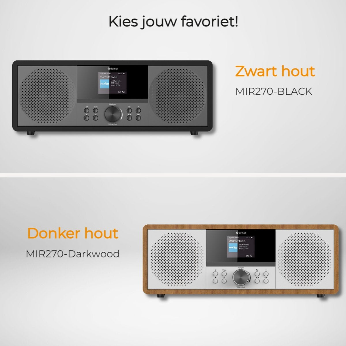 Denver - Internetradio & DAB+ Radio - MIR-270 - 2,4-Zoll-Farbdisplay - 200W Bluetooth & CD-Player - USB & AUX - Kunststoff & Metall - Schwarz
