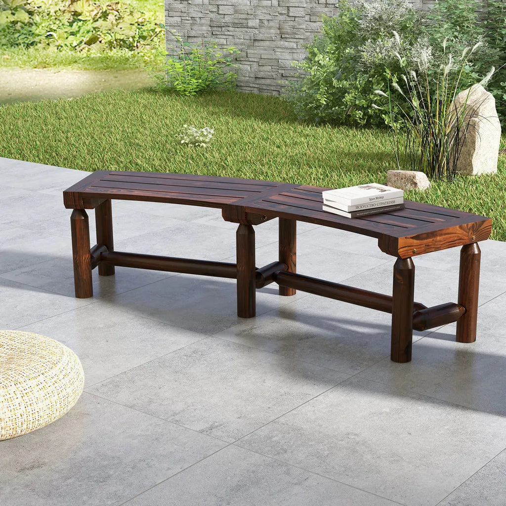 Coast Gartenbank 2-3 Personen - Gebogen - Holz - Wetterfest - Verstärkt - 139 x 36 x 41 cm - Braun
