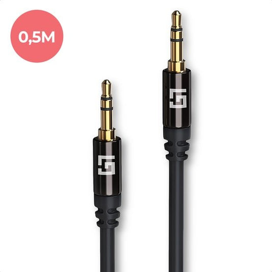 LifeGoods AUX-Kabel - Audiokabel 0,5 m - 3,5 mm - Stecker zu Stecker - Schwarz