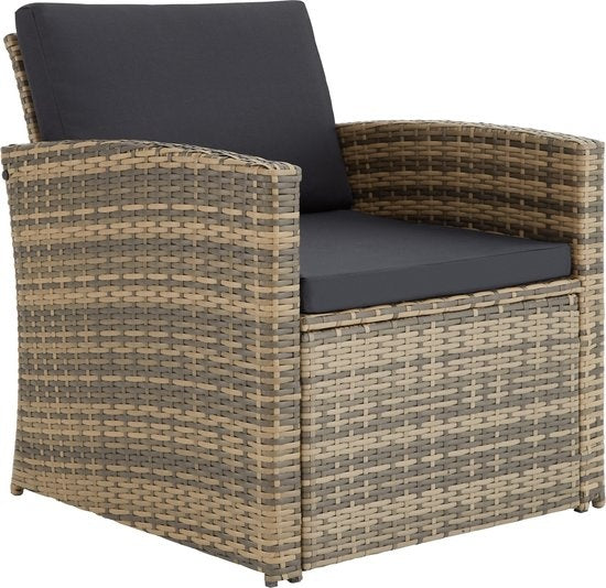 tectake - Geflecht-Sitzgruppe Garten-Set Lounge-Set Lucca - Sofa/2 Stühle/Tisch mit Glasplatte - naturfarben - 404916 - Poly-Rattan