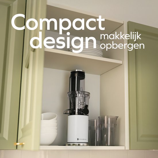 KitchenBrothers Slowjuicer - Vertikal - Entsafter - Gemüse- und Obstpresse - 80 mm - 750 ml - Perlweiß / Weiß