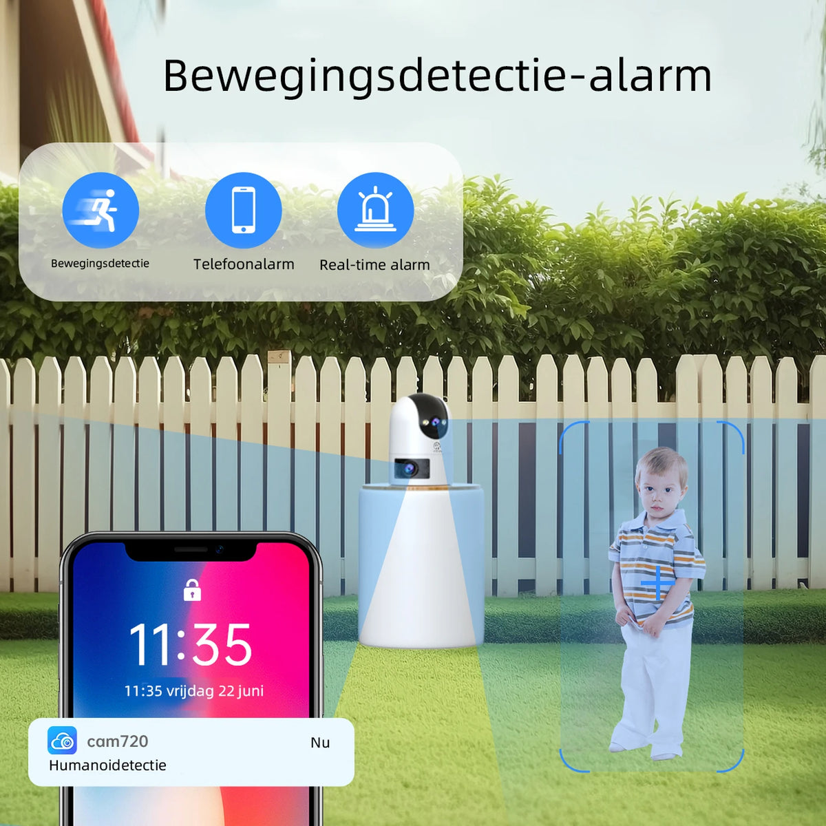 Jooan Dual-Lens-Überwachungskamera 2K – WLAN mit App – Schwarz