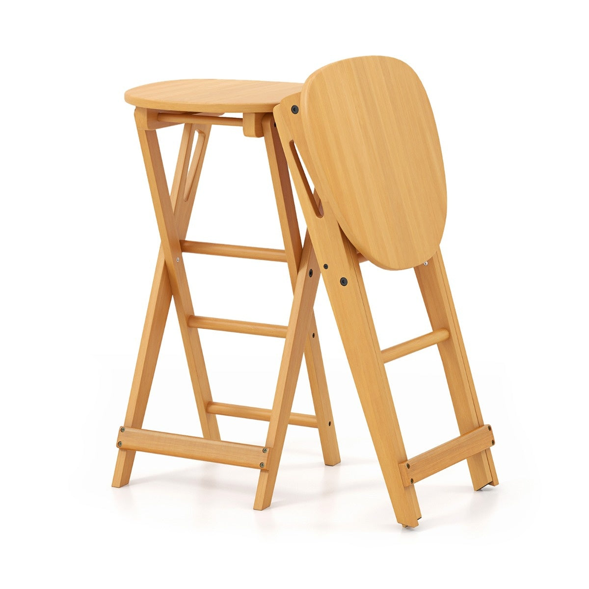 Coast 2 Set klappbarer Barhocker aus Bambus mit Fußstütze Stuhlhöhe 61 cm natur