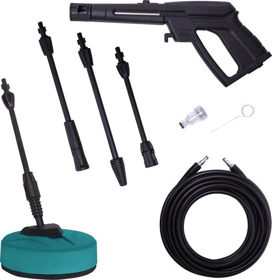 VONROC Hochdruckreiniger - V18-2 - 1800W - 140 bar - 420 l/h - inkl. 8m Schlauch - Schwarz/Grün
