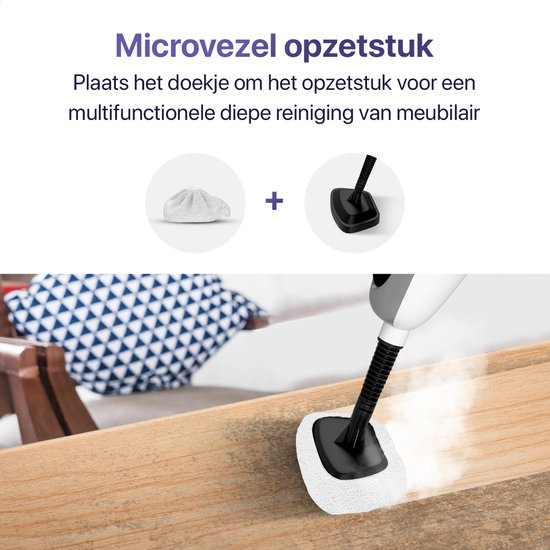 LUMAN 12 in 1 Dampfreiniger UND Händetrockner - Teppichreiniger - Fleckenreiniger - Mit 10 Aufsätzen und 3 Mikrofasertüchern - Reinigt Boden, Sofa, Bad und Teppich - Grau