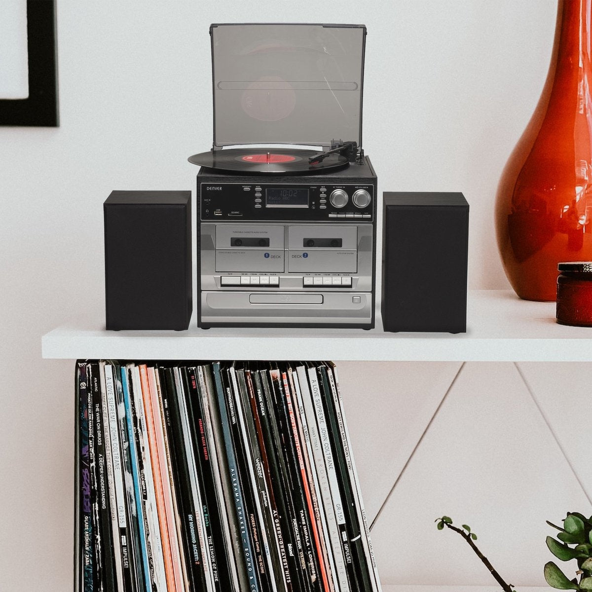 Denver MRD166 Retro-Schallplattenspieler - Mit Lautsprechern - DAB-Radio/CD-Player - Holz - Schwarz