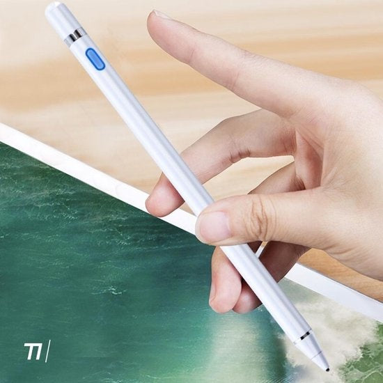 Tikkens Stylus Pen 2 in 1 Active Pencil - Für Tablet, Ipad, Android und Apple Phones - Weiß