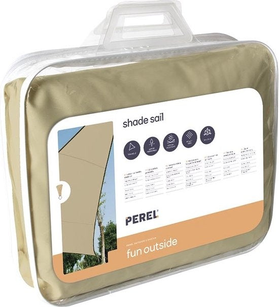 Perel Schaduwdoek, waterdoorlatend, luchtdoorlatend, 3.6 x 3.6 x 3.6 m, 180 g/mÂ², HDPE, driehoek, champagne