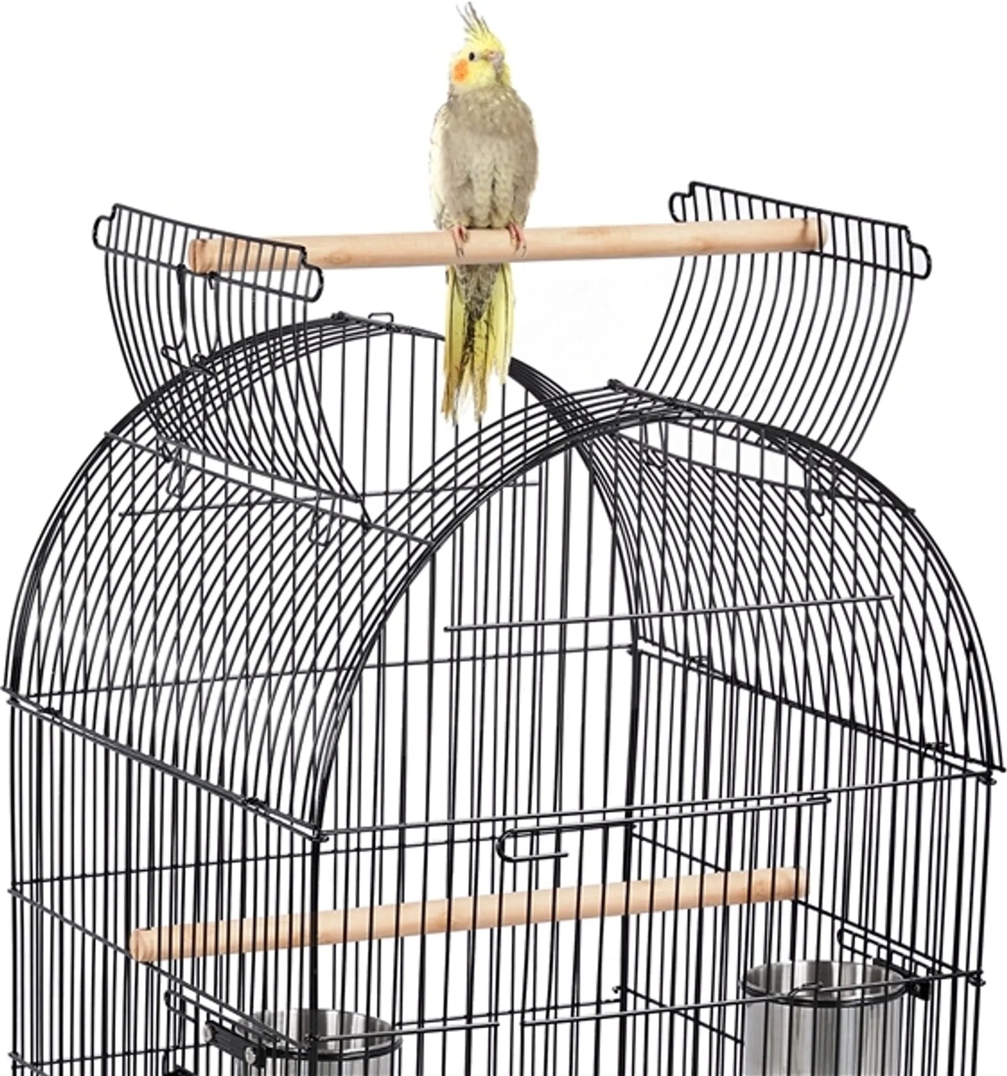 Yaheetech Vogelkäfig - Sittiche und Papageien - 59.5x59.5x150 cm - Mobil - Abnehmbarer Ständer - Sitzstangen - Schwarz