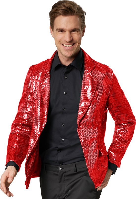 dressforfun – Paillettenjacke für Herren, rot, Größe L – Kostüme, Halloween, Verkleidung, Partykleidung, Karnevalskleidung, Karneval, Festkleidung, Partykleidung – 303948