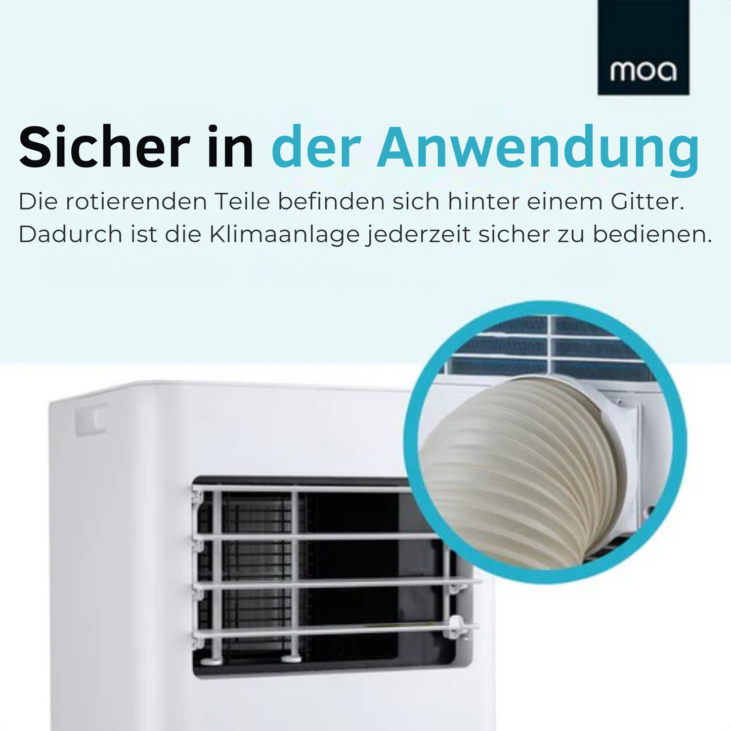 MOA Mobile Air Conditioner - 7.000 BTU - Klimagerät - Fernbedienung - Energieklasse A - Fensterdichtungssätze - Bis zu 60 m³ Kühlleistung - Entfeuchter - Weiß