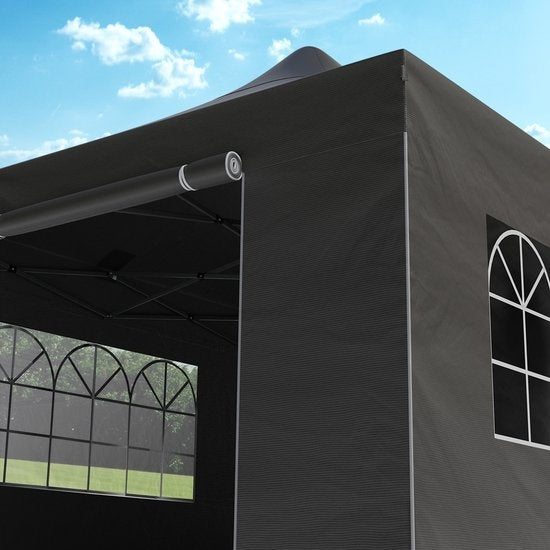 LifeGoods Partyzelt - 3x6 m - Seitenwände - Easy Up - Anthrazit