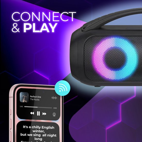 Denver Bluetooth Lautsprecher Wireless - Lichteffekte - Musikbox - AUX - TWS Pairing - BTG616