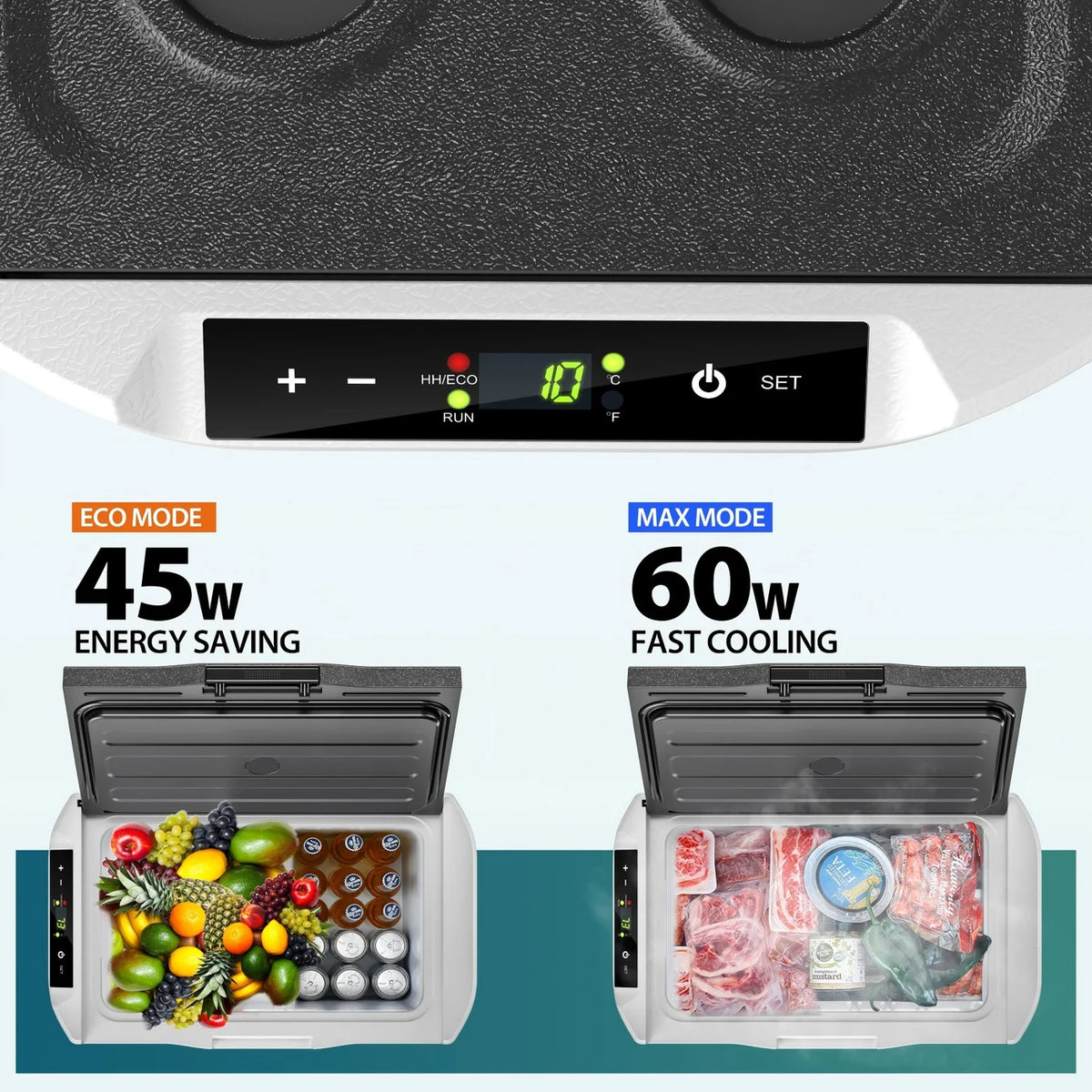 Euhomy Kompressor-Kühlbox 21 Liter – Kühlen und Gefrieren – -20 bis 20 °C – 12/24 V und 230 V – Steuerung per App – LED-Beleuchtung
